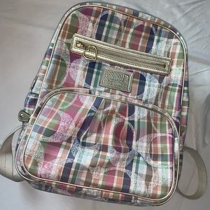 Coach Madras Plaid Backpack